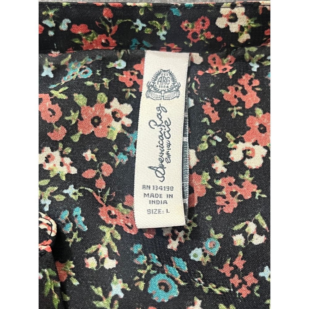 Floral Boho Country Cottagecore Blouse Large American Rag Sheer Romantic - Picture 3 of 7